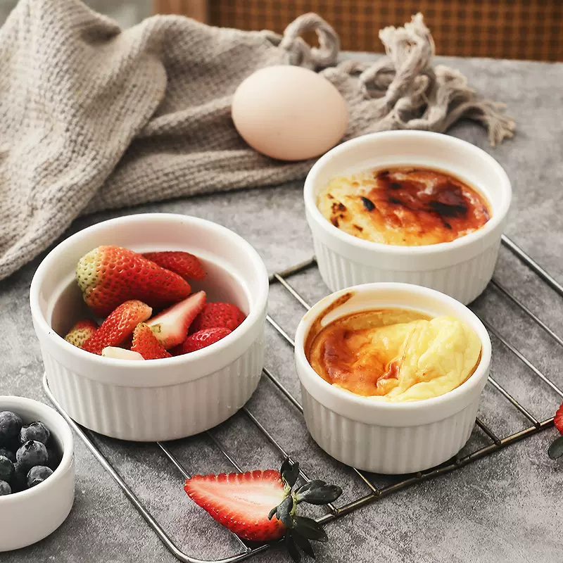 现货批发舒芙蕾烤碗陶瓷双皮奶蒸蛋布丁碗烤箱专用烘焙甜品布丁杯