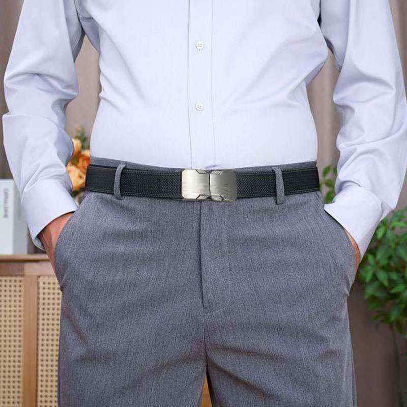 Tactical Elastic Waist Belt for Men - New Outdoor Quick Release Double-Buckle Canvas Nylon Woven Adjustable Belt