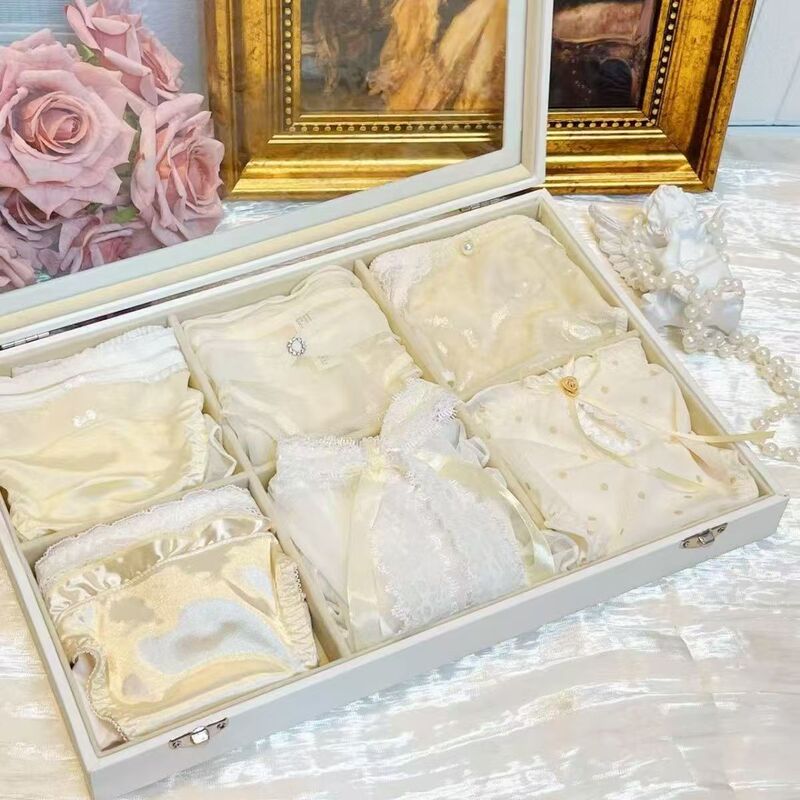 Gentle and Lovely~Sexy French Lace Satin Mesh Mid-Low Waist Pure Cotton Underwear for Women Gentle and Lovely~Sexy French Lace Satin Mesh Mid-Low Waist Pure Cotton Underwear for Women