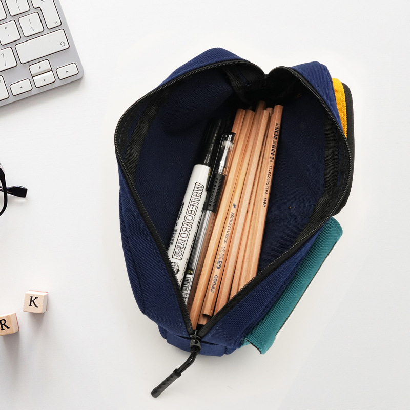 PU bolsas de bolígrafo impermeables para estudiantes de secundaria masculinos estilo coreano simple bolsas de papelería de tendencia deportiva