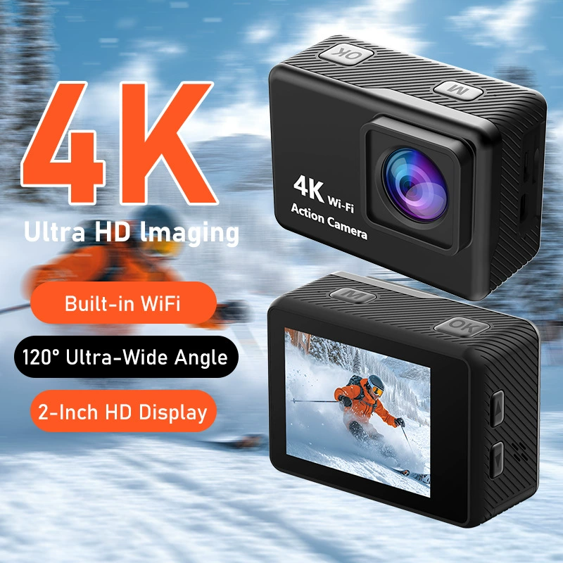 Спортивная камера 4K с высокой чёткостью, двойным цветным экраном, водонепроницаемая и антишок, уличная камера с Wi-Fi соединением DV