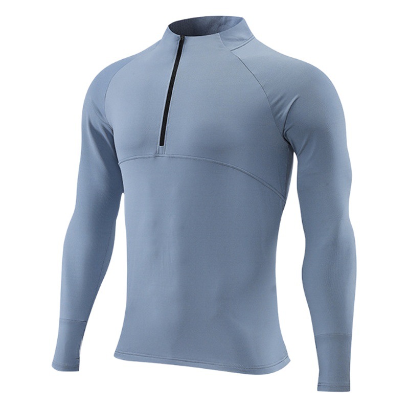 Hombres primavera y otoño fitness Camiseta de manga larga ropa de secado rápido baloncesto correr yoga ropa deportiva media cremallera ropa de entrenamiento delgada
