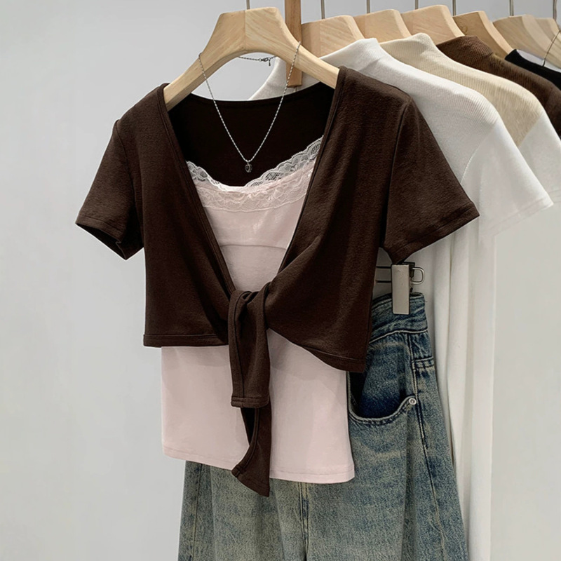 Gorgeous Pure Lace Camisole and Cardigan Two-Piece Set for Women, New Summer Style with Unique and Beautiful Design, Short Top