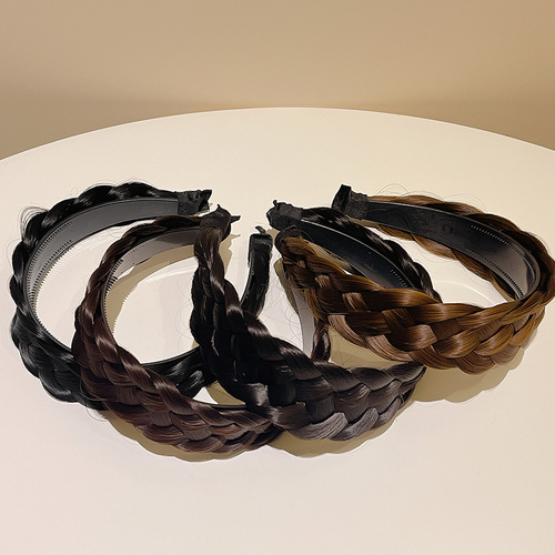 Fishbone Braided False Hair Band for Women, Waterfall Braid Integration, Wide Edge Press-in Hair Band, High Crown Hair Accessory