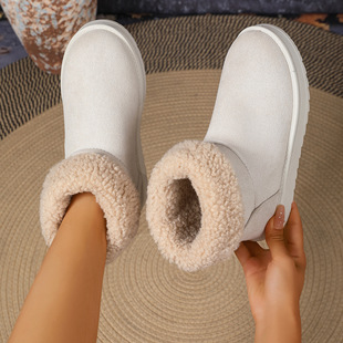 2025 Winter Plush Snow Boots, Fur Integrated Warm Potato Shoes, Non-Slip Mid-Calf Boots, Foreign Trade Wholesale Plus Plush