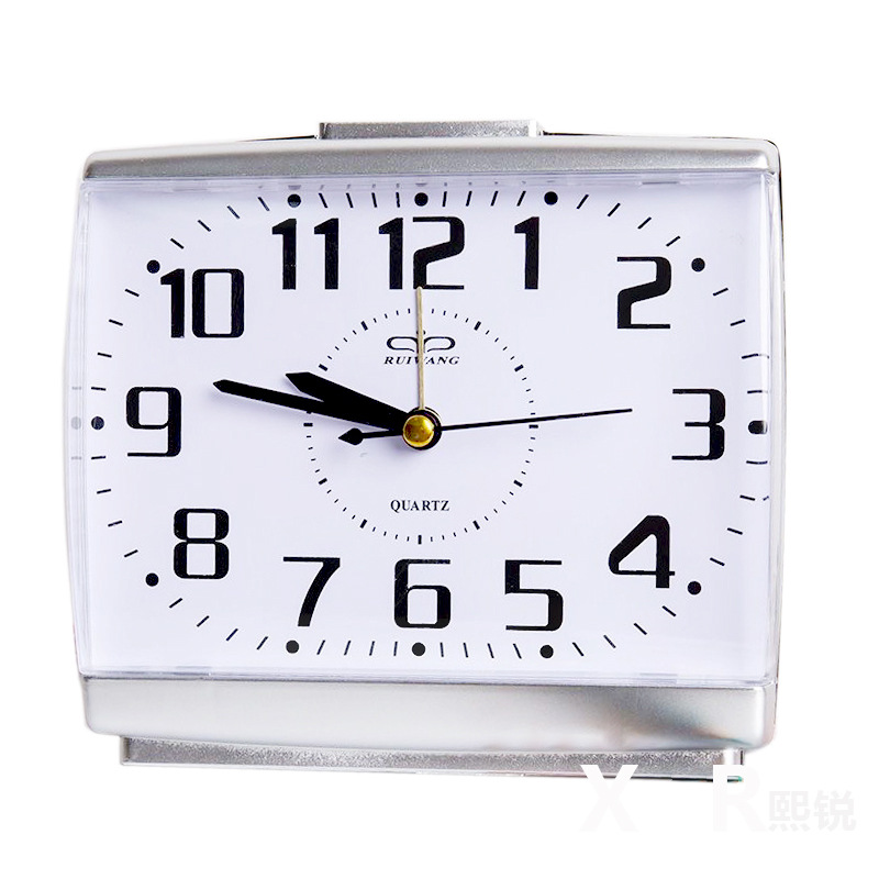 Reloj despertador cuadrado grande de fabricante al por mayor con luz, movimiento silencioso de alta calidad, reloj de escritorio con espejo acrílico irrompible.