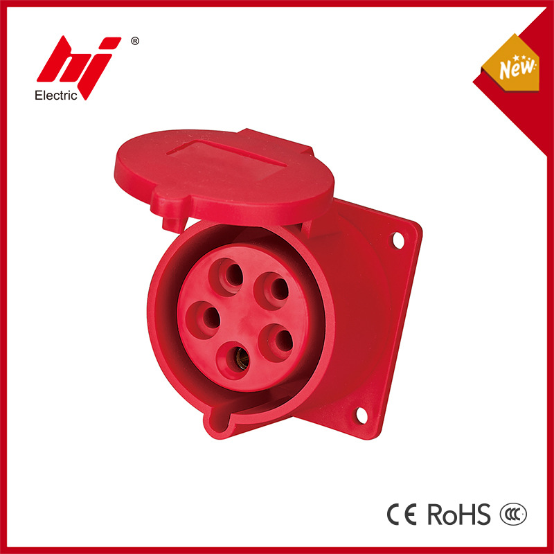 IP44成套箱专业工业电线暗装直插32A5P防水航空400V电力接线插座