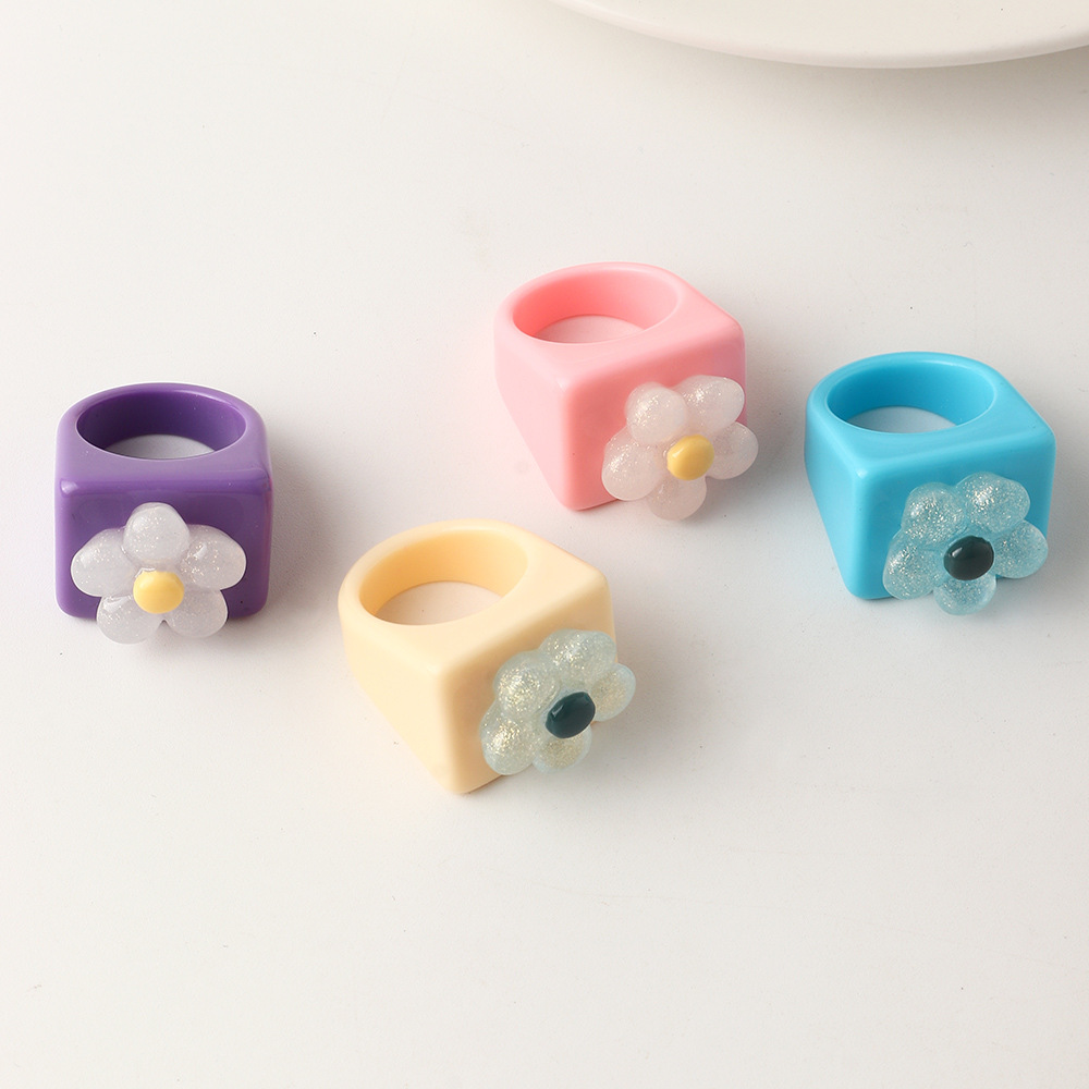 Fashion Flower Resin Ring Wholesale display picture 1