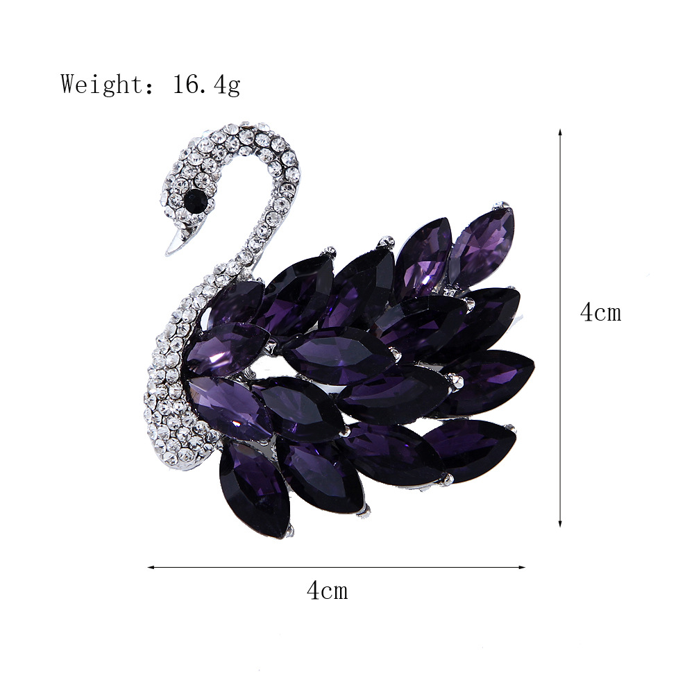 Retro Simple Style Korean Style Swan Alloy Inlay Rhinestones Unisex Brooches display picture 2