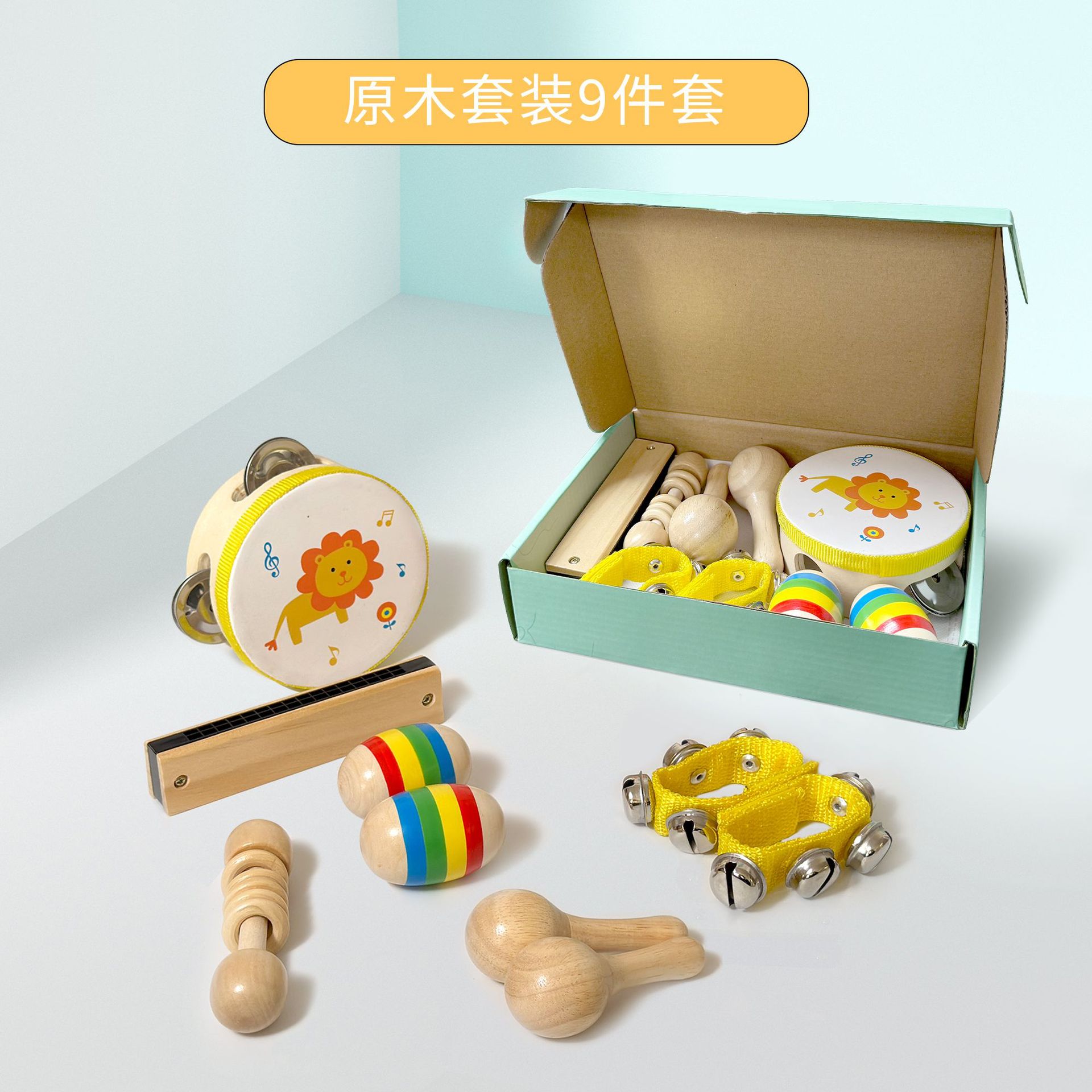 Artesanías de madera instrumentos de percusión niños jardín de infantes ayuda musical huevo de arena juguete conjunto de instrumentos musicales al por mayor