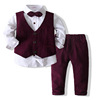 Spring set for boys, children's shirt, vest, trousers, dress, European style