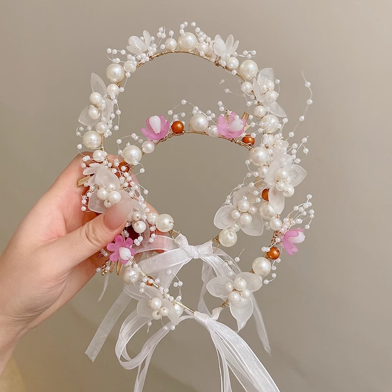 Tocado de la corona de los niños de la princesa Mori Garland Super Hada de la boda de la flor del tocado de La Flor de la diadema de la muchacha exquisita diadema horquilla