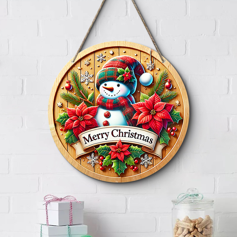 在庫ありクリスマスクリエイティブ吊り下げ装飾品木製工芸品ラウンドドアサイン木製タグシリーズ装飾ペンダント|undefined