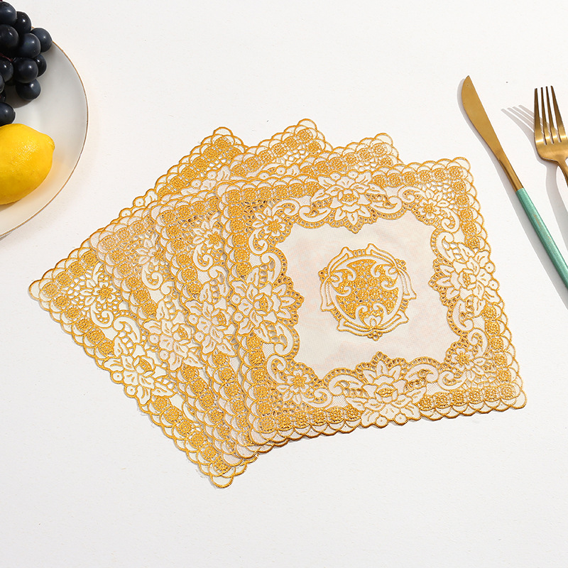 20CM cuadrado PVC estampado almohadilla de platos almohadilla de taza almohadilla de platos almohadilla de cocina almohadilla de almohadilla de almohadilla europea almohadilla aislante al por mayor