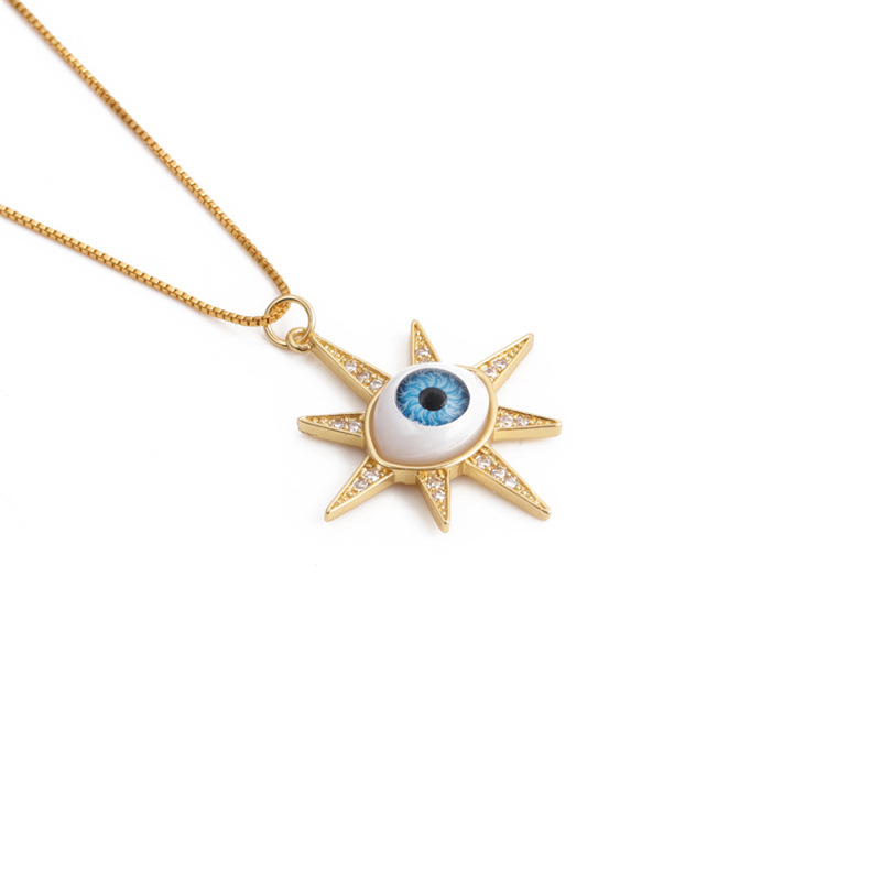 Oil Dripping Evil Eye Pendant Neck Accessories Copper Zircon Devil Eye Necklace DIY Religious Orname
