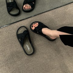 糞感ソフト底スリッパ女性夏外着2025年新型韓国版カジュアル麦穂サンダル学生ビーチシューズ