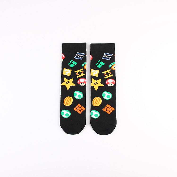 Dibujos animados juego de dibujos animados Mario Mary casual deportes jacquard pareja de algodón de mujer calcetines de media pantorrilla calcetines de moda de hombre medias