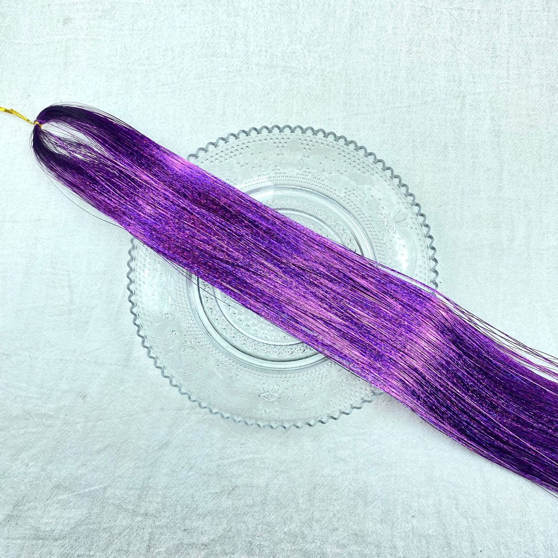 Extensiones transfronterizas de cabello tinselhair láser PET oro cabello conjunto de cabello de cebolla brillante peluca colorido fantasía