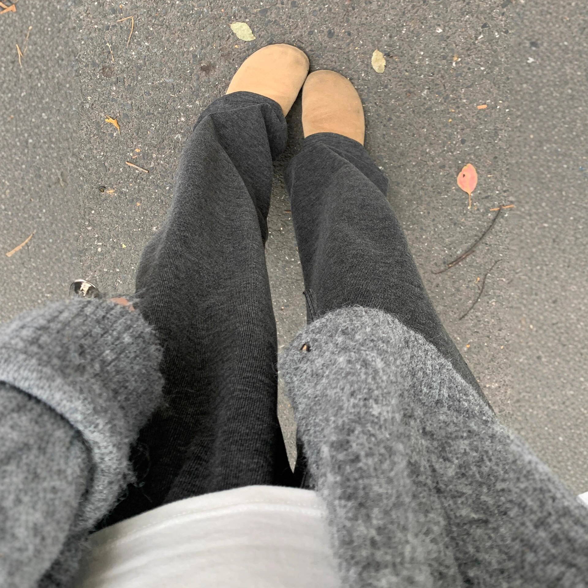 Dark Gray Casual Pants for Women, Autumn and Winter Fleece-Lined, High Street Soft Drape, Lazy Style, Drawstring, Slim Wide-Leg Long Pants