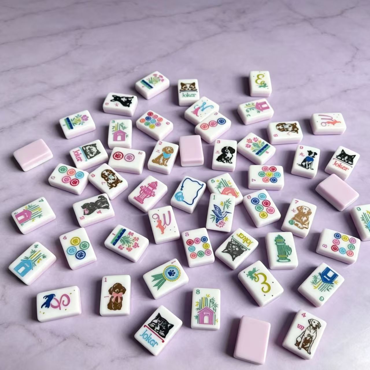(24-Hour In-Stock Direct Shipping) American Mahjong Entertainment Mahjong Pink Pet Dog Mahjong