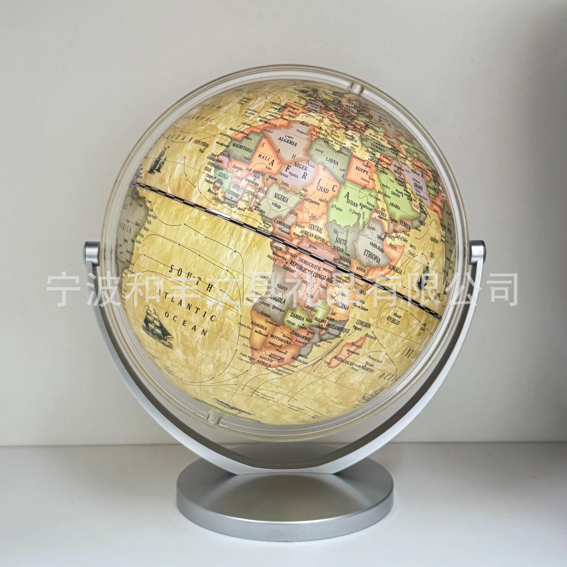 英文版720°万向旋转地球仪20cm地理高清教学出口跨境专供批发