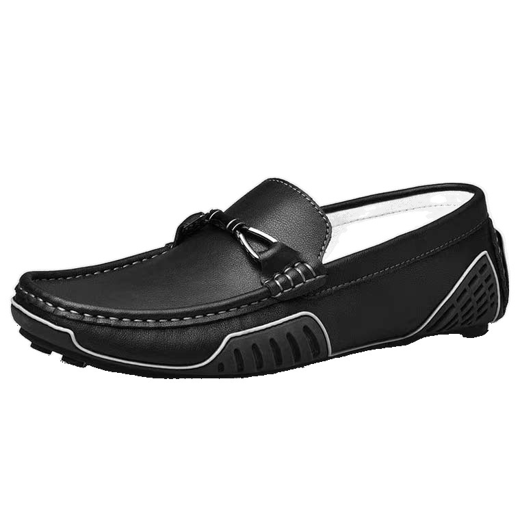 Zapatos de cuero verdaderos de primavera y verano transpirables, zapatos de cuero casuales, zapatos de conducción grandes para hombres.