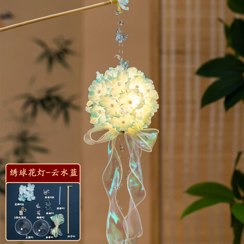 儿童汉服宫灯摆摊花灯手提diy材料包灯笼古风玉兔发光中秋节兔子|undefined