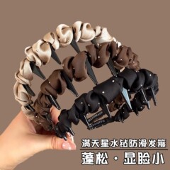 2025新款高级感满天星发箍女带齿防滑高颅顶头箍压发褶皱洗脸发卡