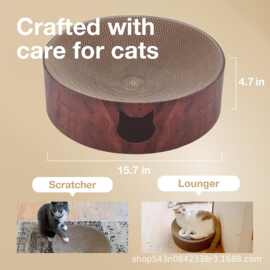 跨境实木可替换芯猫抓板可多面反复使用瓦楞纸实木猫抓板
