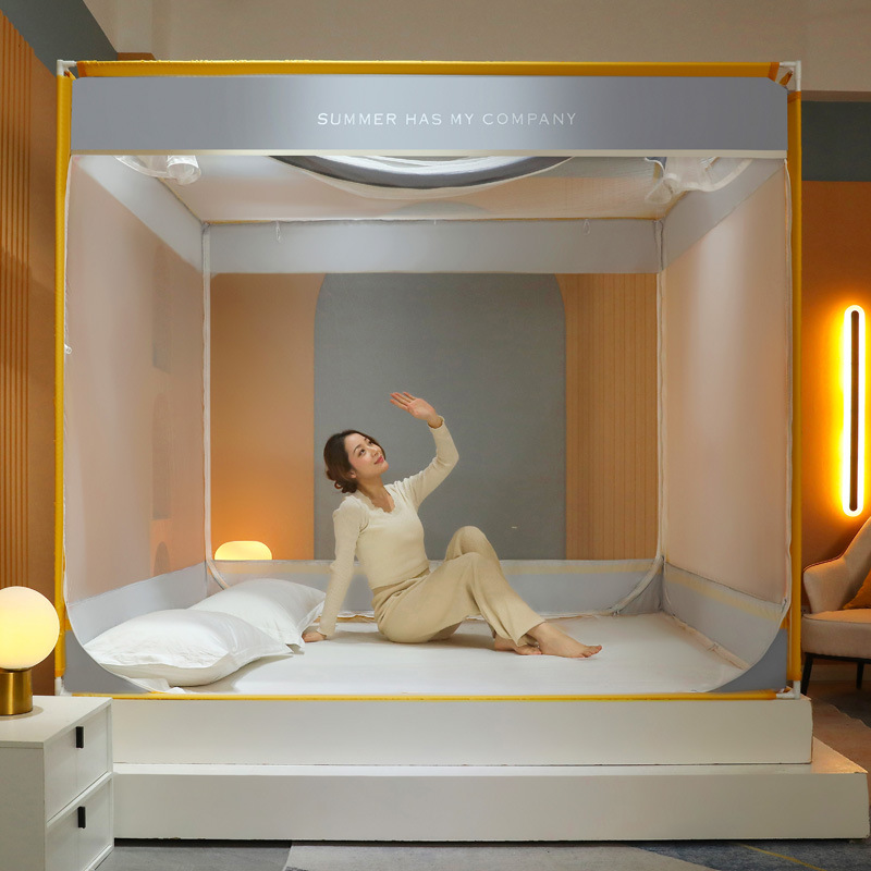 2024 New High-End Mosquito Net Yurt Bedroom Home Installation-Free Baby Anti-Fall Children's Thickened Bracket Wholesale