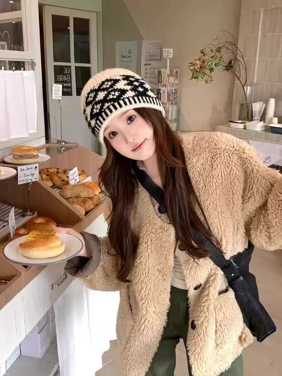 1 Same Style Knitted For Women, Autumn And Winter Wool Blend Retro Beanie, Warm Large Head Circumference Cold Hat, Men's_voghion.com