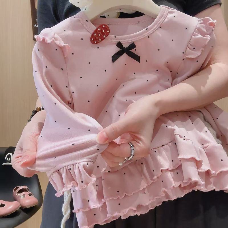 【秋冬新品】花边简约女童居家服，女童打底衫套装花边套装小香风|undefined