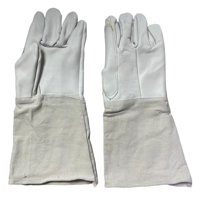 焊工电焊全皮劳保防烫防热电焊手套长款头层全掌帆布袖口焊接手套
