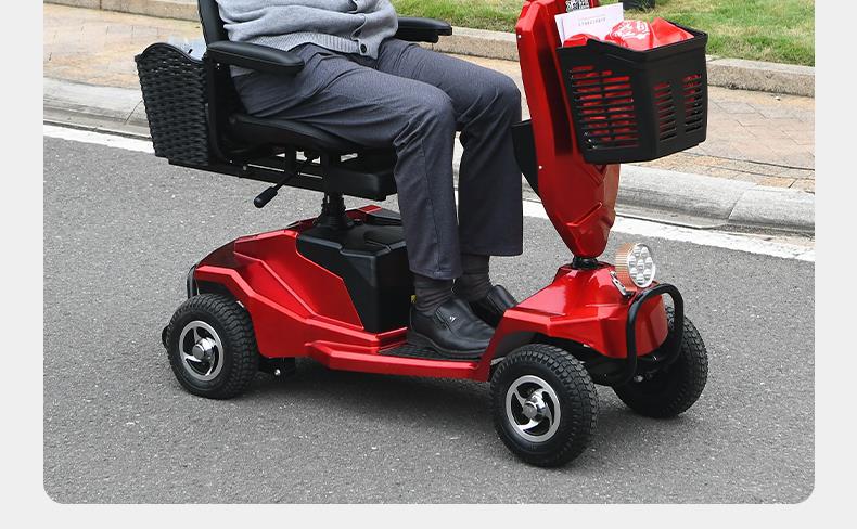 Elderly Mobility Scooter, Four-Wheel Electric Vehicle for Disabled People, Double-Seater, Foldable, Small Electric Scooter for Home Use, Low-Speed Folding