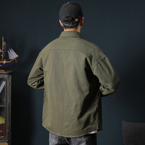 New Cross-Border Leisure Men's Outerwear 2024 Spring Trend Brand Fat and Large Loose Work Shirt for Men on Amazon