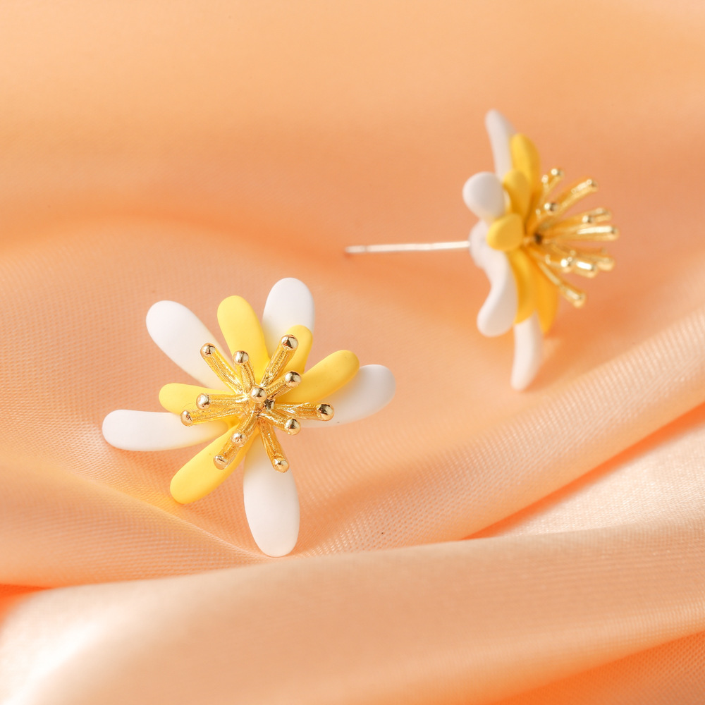 Pastoral Flower Alloy Stoving Varnish Ear Studs display picture 4