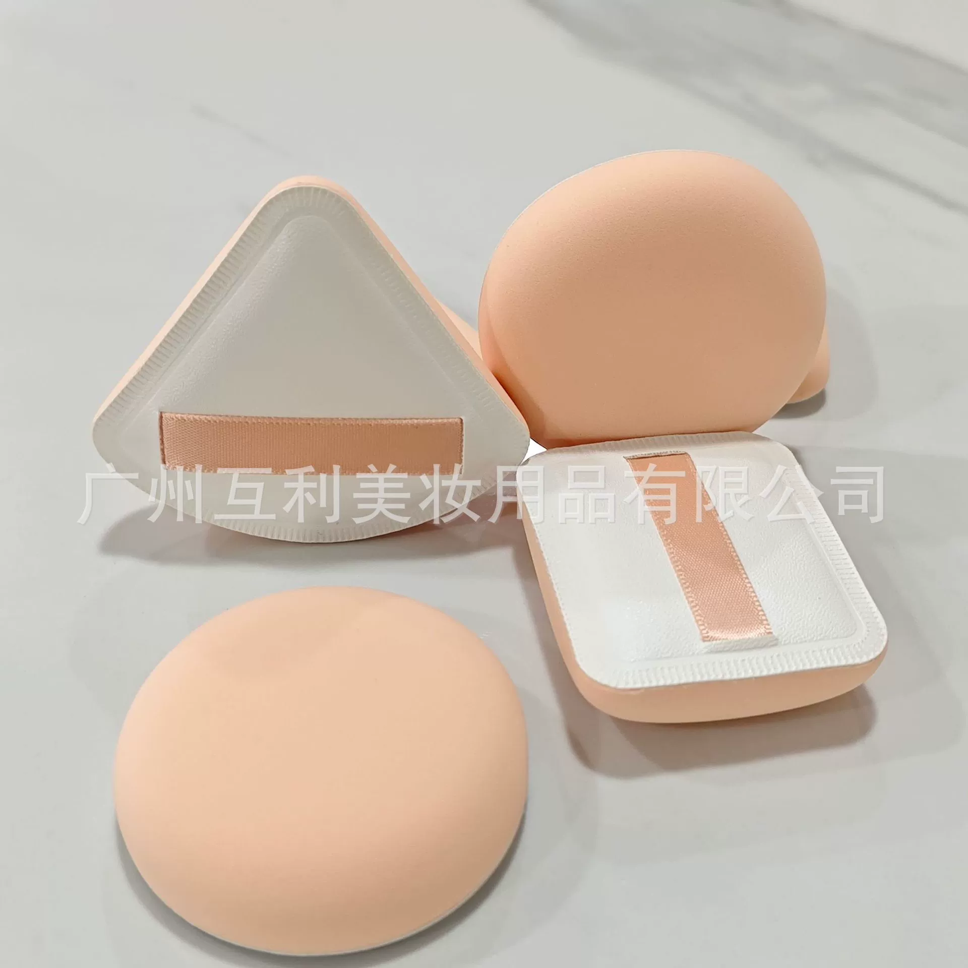 Cotton makeup sponges, assorted shapes (round/triangle/square), storage box, sizes 5–XL