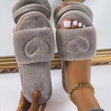 E 30583 Fuzzy Open Toe Slippers ë����Ь �羳��Ӧ����ѷ
