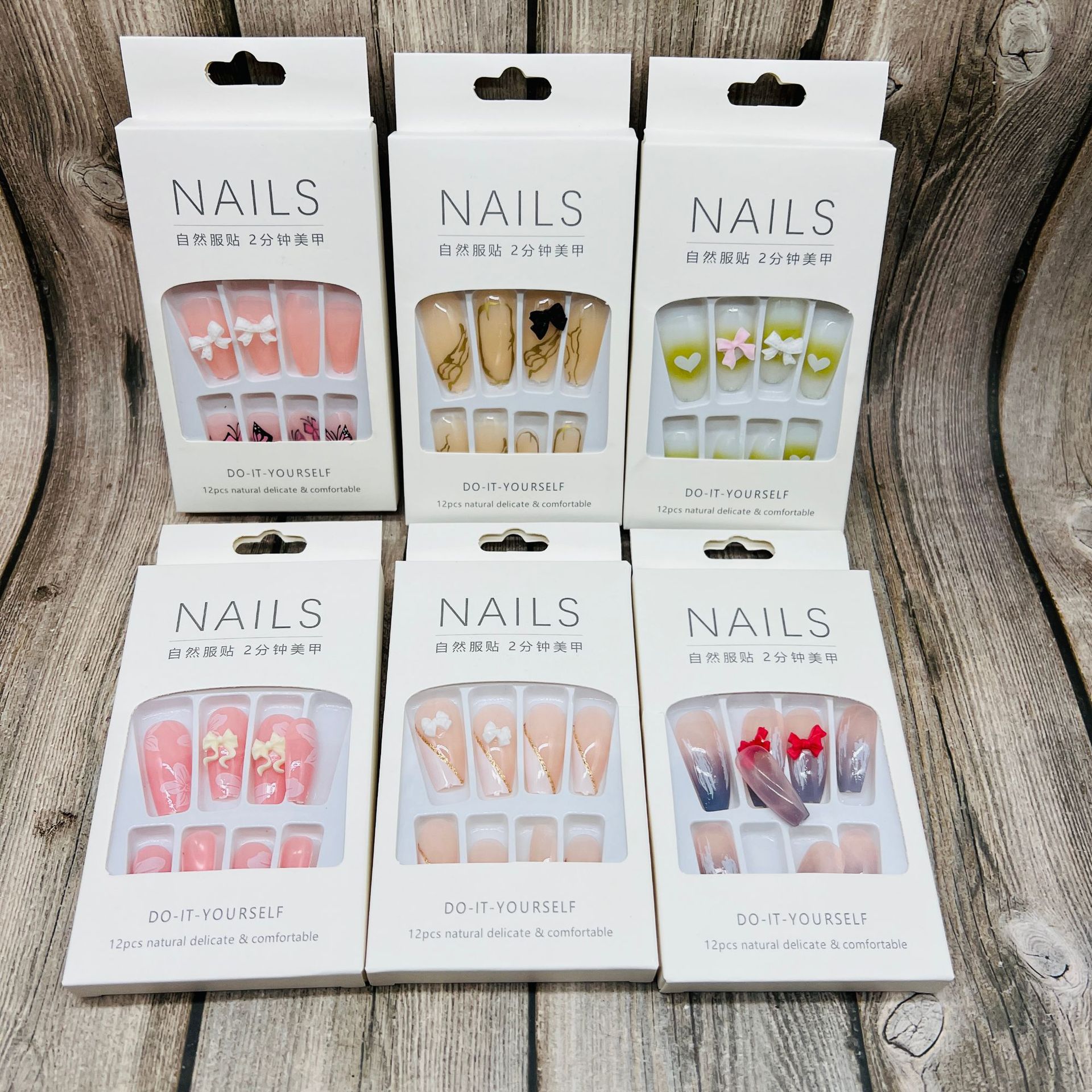 Parche de uñas falso alargado con pegamento calcomanías de uñas desgarrable Estudiante Adulto esmalte de uñas