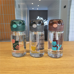 新款個性塑料彈跳吸管杯耐摔防漏便攜水壺男女學生帶刻度隨手杯