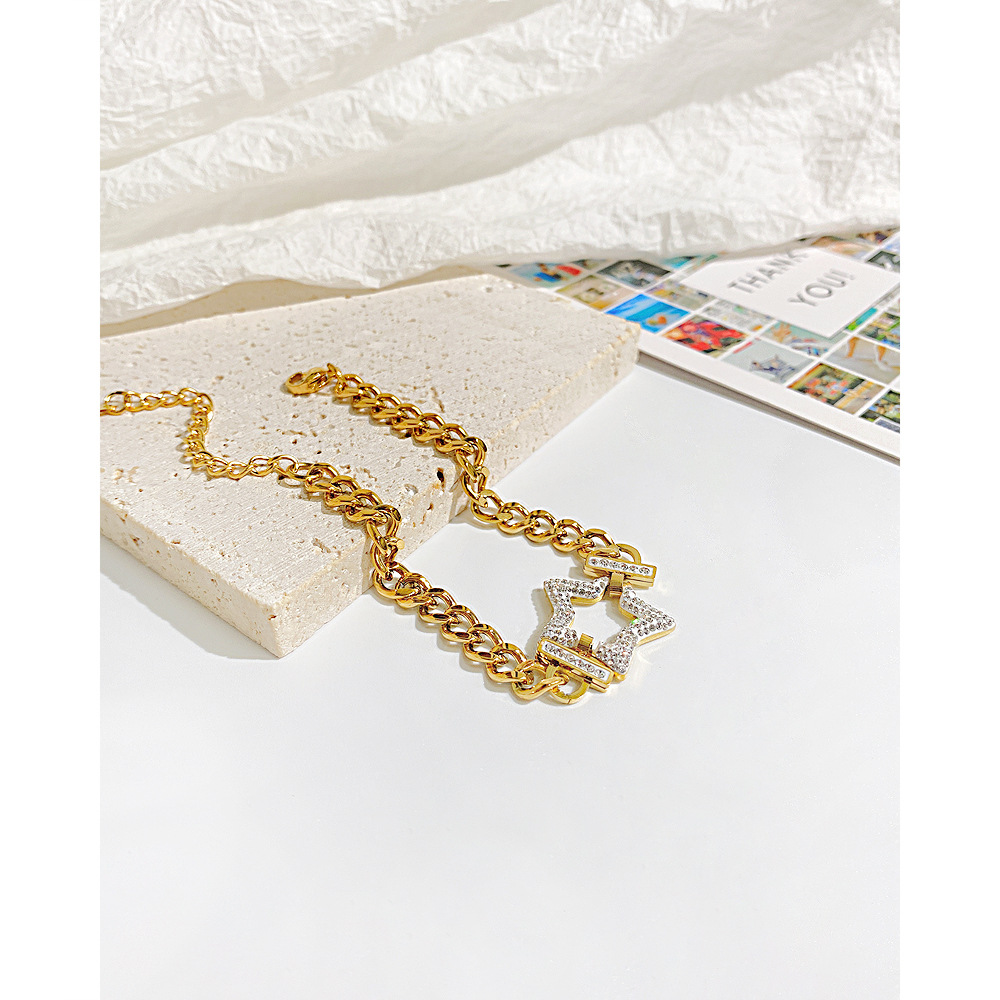 Fashion Star Stainless Steel Inlay Zircon Bracelets 1 Piece