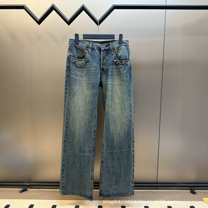 High-end G brand 26 early spring new model cotton denim jeans with horsebit buckle, casual and versatile, unisex