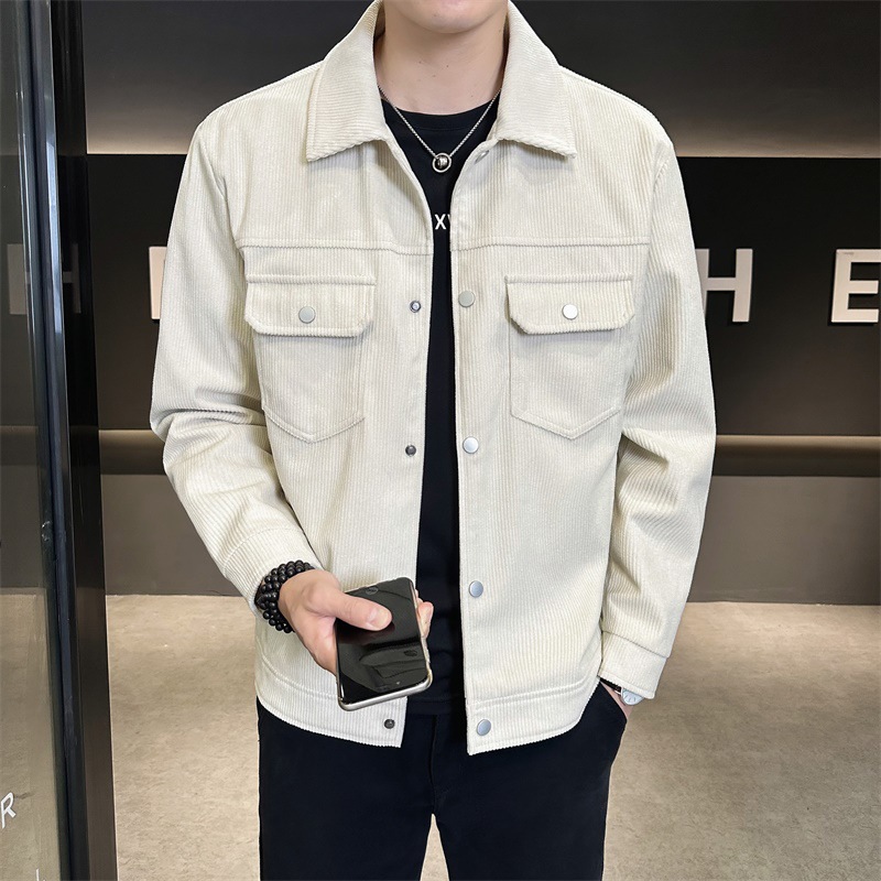 Herren Corduroy Arbeitsjacke Locker Geschnitten Für Herbst Frühling_voghion.com