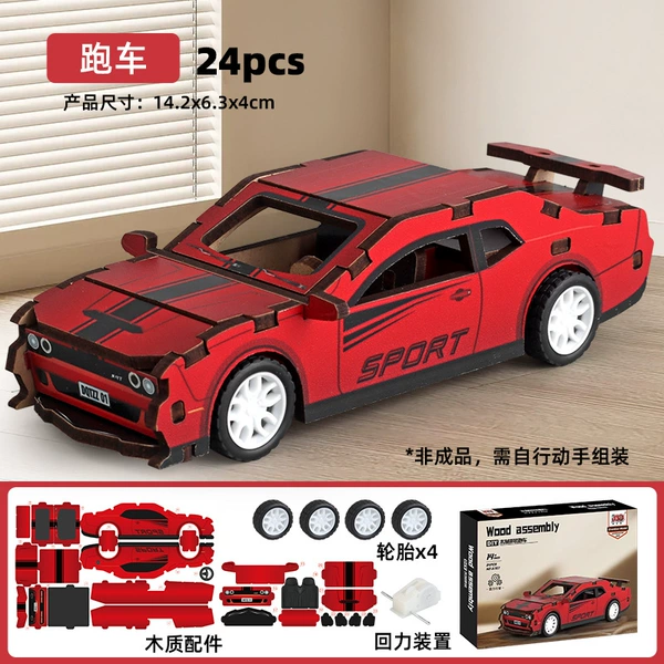Warrior, wooden constructor, red racing car