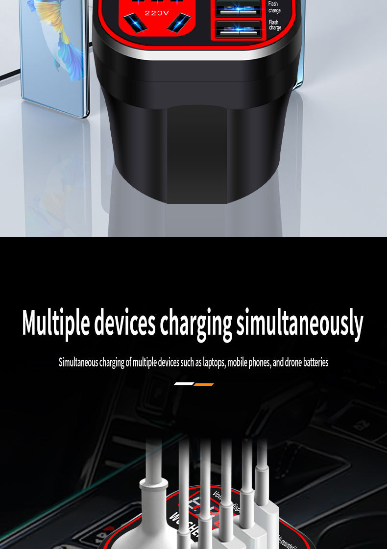 Car Truck 12V/24V to 220V multi-function car Inverter converter mobile phone socket charger