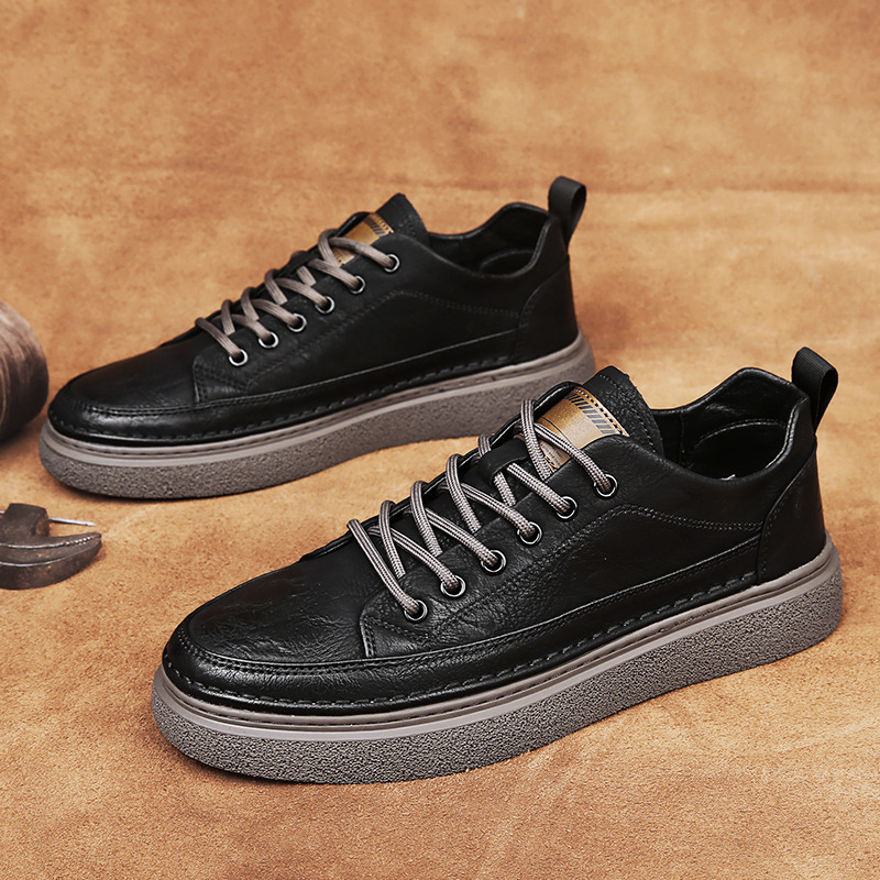 Zapatos de hombre nuevo nicho retro plataforma aumentada zapatillas de deporte de primavera zapatos de moda blancos de cuero casual deportivo para hombre image 3