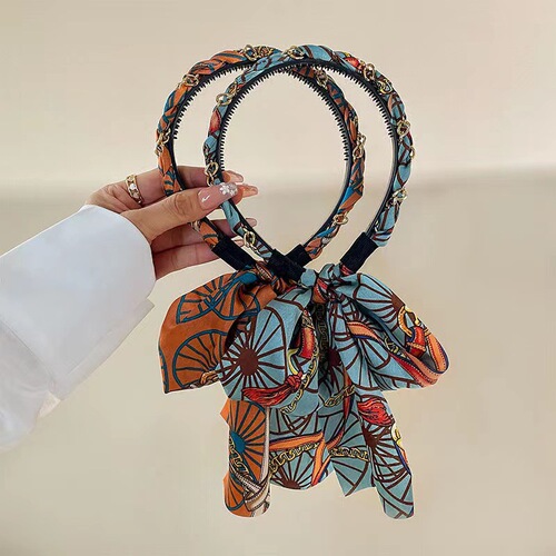 Retro chain streamer headband new satin fabric pressure headband headband women's hair tied system braided headwear
