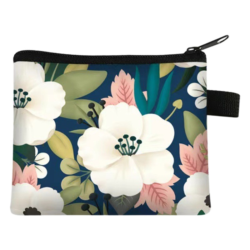 Nuevo bolso de cambio de flores, bolso de tarjetas portátiles, bolso de almacenamiento de llaves de monedas, bolso de cambio de monedas, bolso de tarjetas