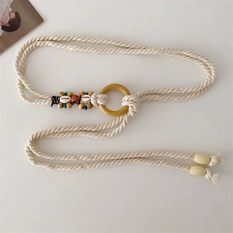 Бежевая переплетенная универсальная поясная цепь? belt, brace, trousers, boho style