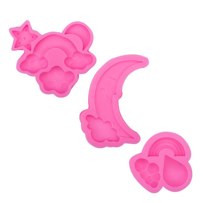 Estrella Luna Arco Iris nube chocolate molde de silicona cielo forma decoración fondant cake hornear